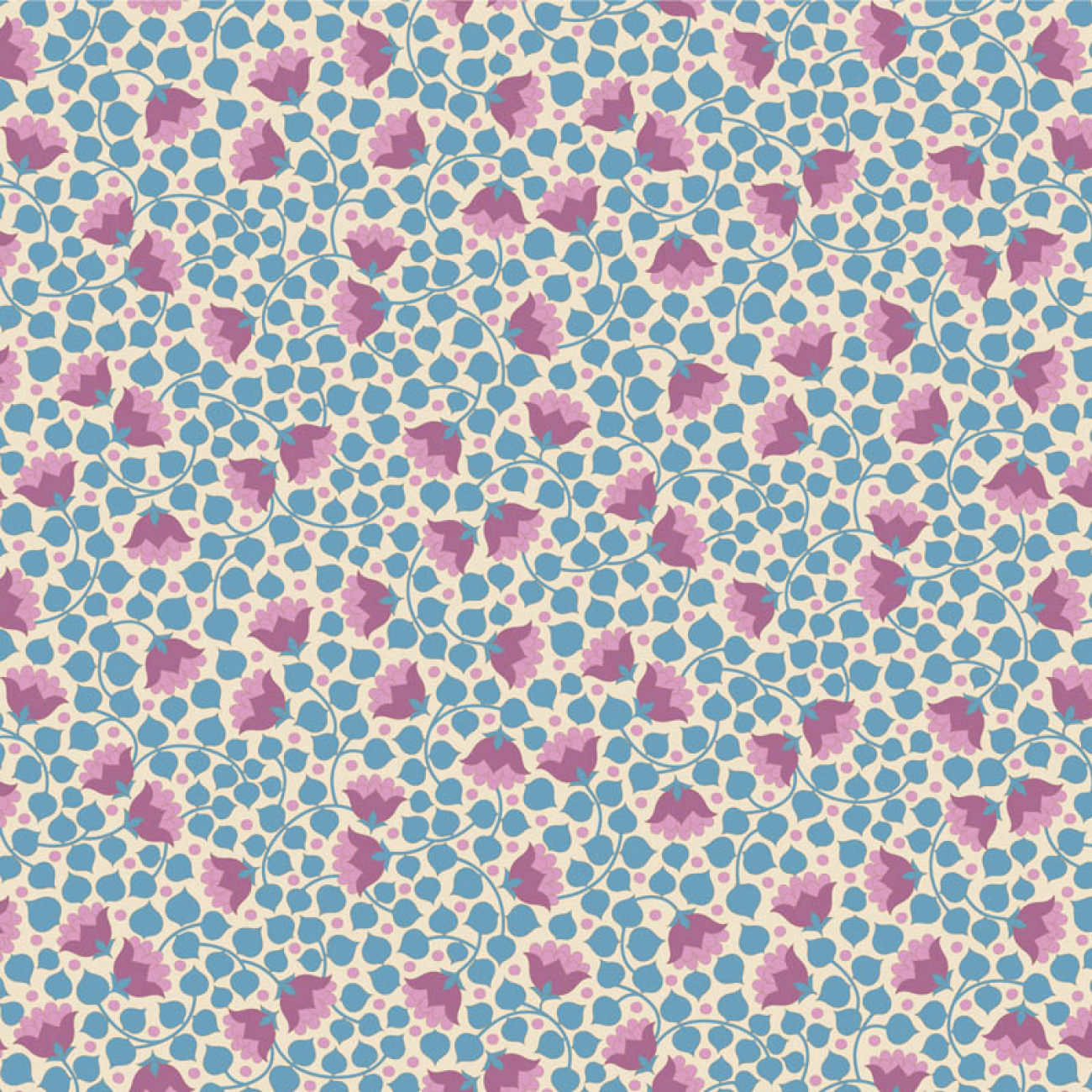 Tilda Patchwork Stoff Baumwolle - Wallflower - Bellflower Blue